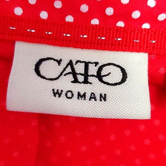 Cato Woman Red Polka Dot Casual Picnic Button Down Blouse Top - Picture 7 of 9